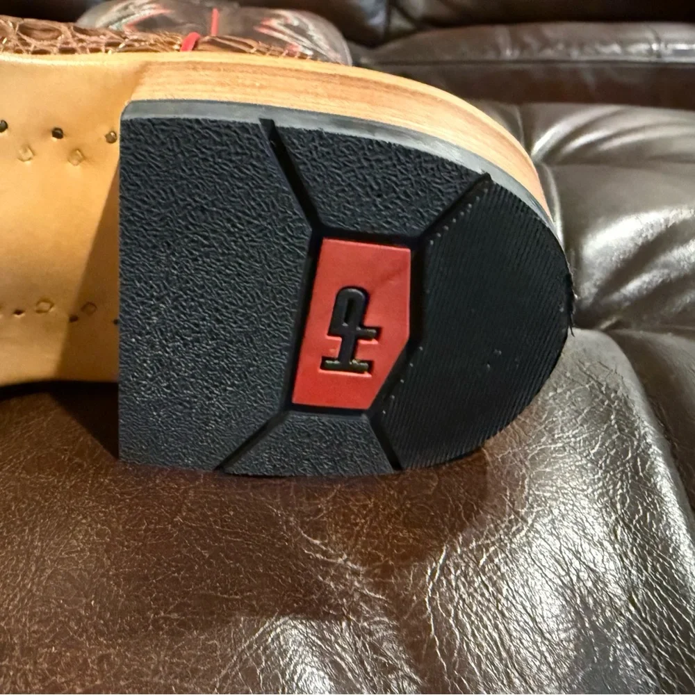 Caiman 10.5EE Horse Power Exotic Brown Cowboy Boots EC - Picture 11 of 15